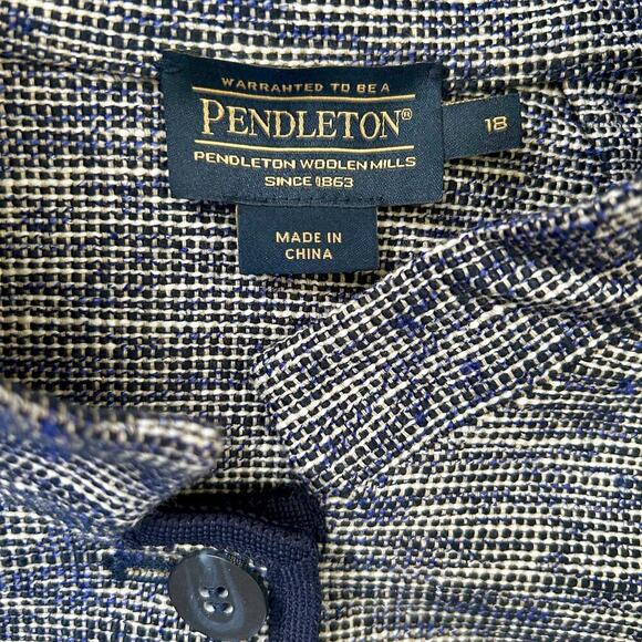 Pendleton Jacket Blazer Lagenlook Blue Classic Preppy Tweed Womens Plus Size 18 - Picture 7 of 12